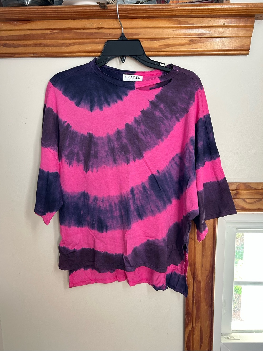 80s style Pink & Black Tie-Dye Relaxed Women’s Top